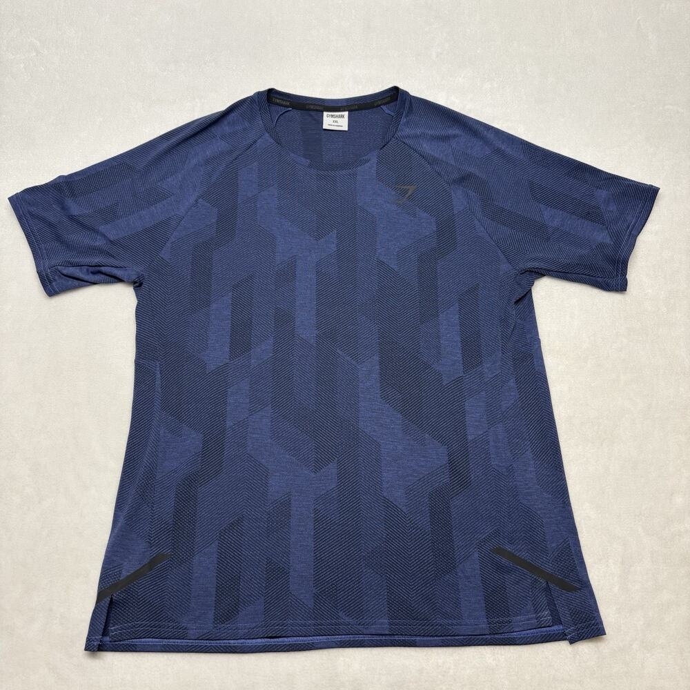 Gymshark Apex Men's T-Shirt Onyx Gray/Court Blue Slim Fit Size XXL